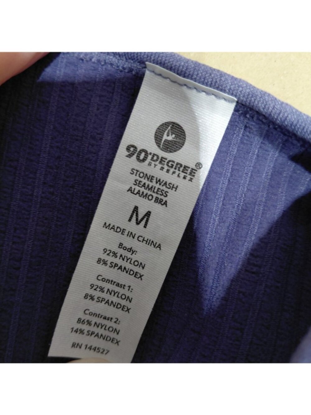 90 Degree Reflex Sports Bra Crop Top Womens Medium Blue Seamless Alamo Ribbed - Picture 8 of 10